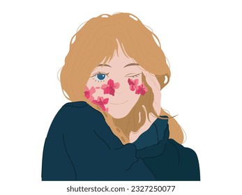 portraits of woman. Vector flat illustration. Avatar for a social network. Vector flat illustration. female portraits. Trendy beautiful young women faces compositions. Pretty blonde. woman face vector