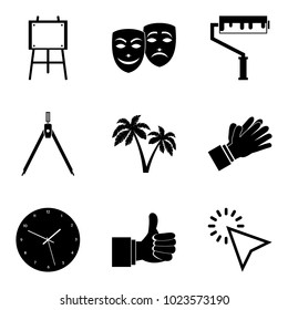 Portray icons set. Simple set of 9 portray vector icons for web isolated on white background