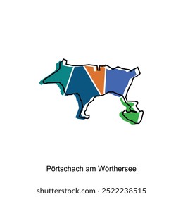 Portschach am Worthersee City of Austria mapa ilustração vetorial, modelo vetorial com esboço design gráfico esboço