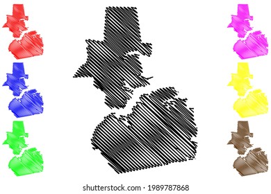 Portsmouth city County, Commonwealth of Virginia (Independent city, U.S. county, United States of America) map vector illustration, scribble sketch Portsmouth map