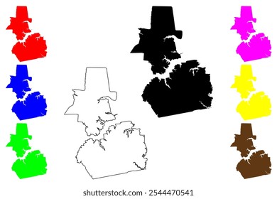 Portsmouth city County, Comunidade da Virgínia (Independent city, U.S. county, United States of America, USA, U.S., US) mapa ilustração vetorial, esboço de rabisco Portsmouth map