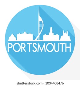 Portsmouth England Flat Icon Skyline Silhouette Design City Vector Art Logo.
