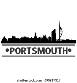 Portsmouth Skyline Silhouette City Vector Design Art