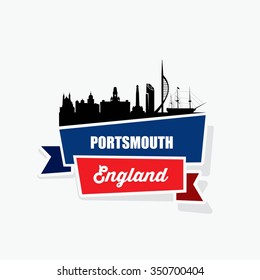 Portsmouth UK ribbon banner - vector illustration
