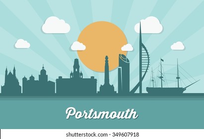 Portsmouth UK skyline - vector illustration
