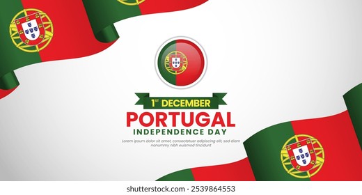 Portugal 3d national flag blank space background banner design for Independence day