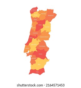 Portugal - administrative map of districts