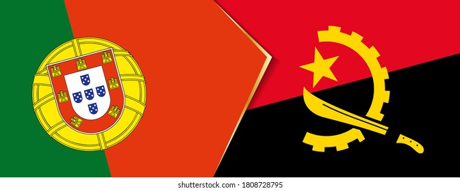 Banderas de Portugal y Angola, dos banderas vectoriales símbolo de relación o enfrentamiento.