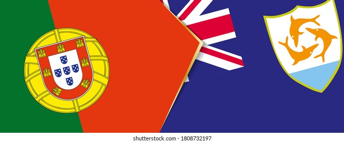 Banderas de Portugal y Anguila, dos banderas vectoriales símbolo de relación o enfrentamiento.