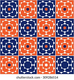Portugal azulejos inspired abstract vector seamless pattern