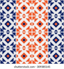 Portugal azulejos inspired abstract vector seamless pattern
