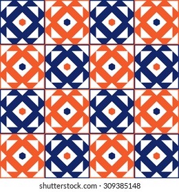 Portugal azulejos inspired abstract vector seamless pattern