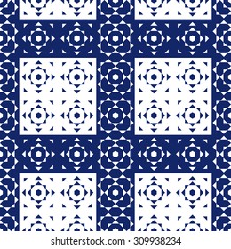 Portugal azulejos inspired vector seamless pattern