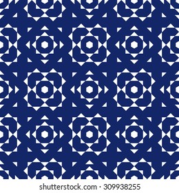 Portugal azulejos inspired vector seamless pattern