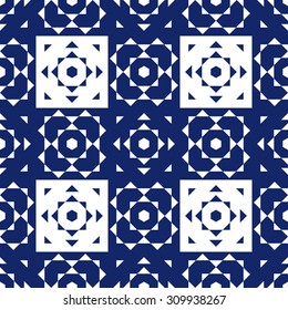 Portugal azulejos inspired vector seamless pattern