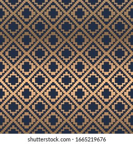Portugal azulejos tile seamless patterns. gold and blue ornament Luxury tile. Graphic modern pattern, Zellige tile seamless vector background