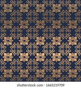 Portugal azulejos tile seamless patterns. gold and blue ornament Luxury tile. Graphic modern pattern, Zellige tile seamless vector background
