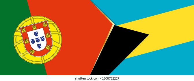 Portugal and The Bahamas flags, two vector flags symbol of relationship or confrontation.