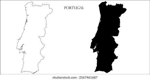 Portugal Blank Map, Portugal Map Outline Vector Images