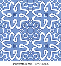 Portugal Blue Star Tile Vector Seamless Pattern