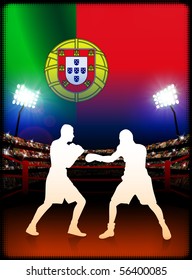Portugal Boxing on Stadium Background Original Illustration