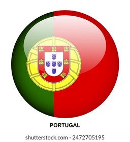 PORTUGAL Button Flagge auf weißem Hintergrund