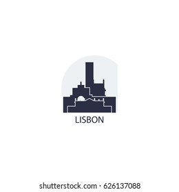 Portugal capital Lisbon modern city landscape skyline panorama vector logo flat icon