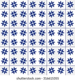 Portugal ceramics Seamless  Pattern. Vector Background. Regular  Texture