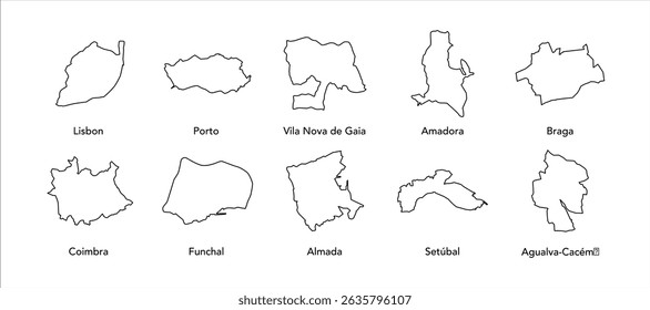 Portugal city map vector set