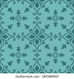 Portugal Classic Flower Tile Vector Seamless Pattern