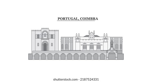 Portugal, Coimbra city skyline isolated vector illustration, icons