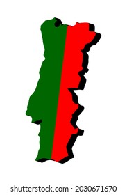 Portugal Color flag map. Vector illustration of national symbol. Graphic design of patriotic element
