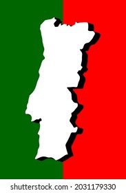 Portugal Color flag map. Vector illustration of national symbol. Graphic design of patriotic element
