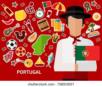 Portugal concept background .Flat icons