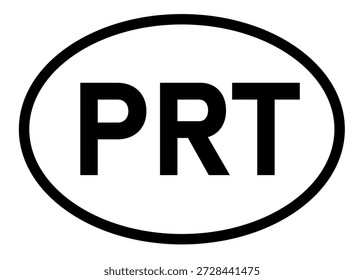 Portugal country code PRT icon vector on a white background
Country code abbreviation oval sticker icon on a white background