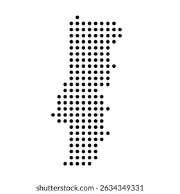 Portugal country dotted map. Black spot pixel illustration isolated on white background. Vector circle mosaic.