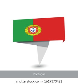 Portugal Country flag. Folded ribbon banner flag. Flat flag vector illustration.