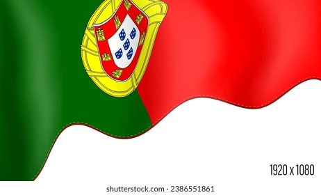 Portugal country flag realistic independence day background. Portuguese commonwealth banner in motion waving, fluttering in wind. Festive patriotic HD format template for independence day