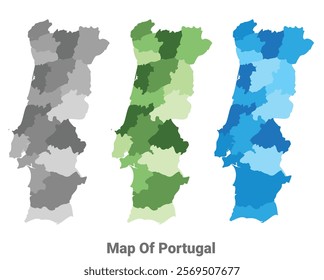 Portugal country map in different colors