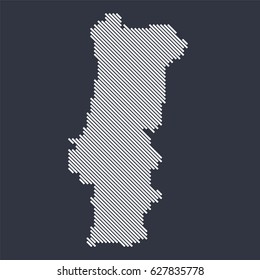 Portugal country map made from angled white lines