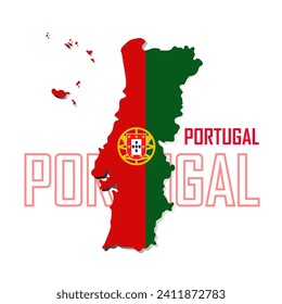 Portugal country political map with Flag of Portugal on it.