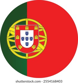 Portugal Country Round Flag Vector