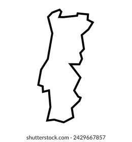 Portugal country thick black outline silhouette. Simplified map. Vector icon isolated on white background.