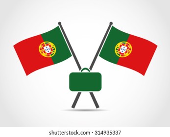 Portugal Crossed Emblem Flag Briefcase Job