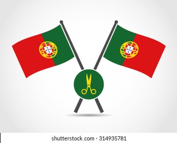 Portugal Crossed Emblem Flag Cut