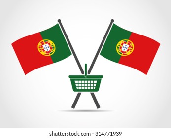 Portugal Crossed Flag Emblem Basket Market