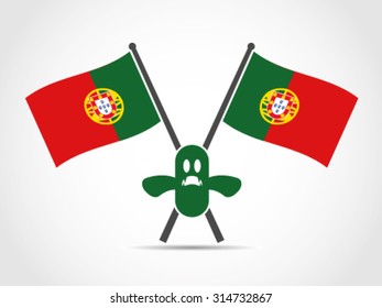 Portugal Crossed Flag Emblem Ghost Halloween