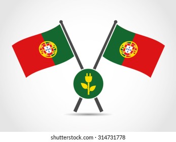 Portugal Crossed Flag Emblem Green Energy