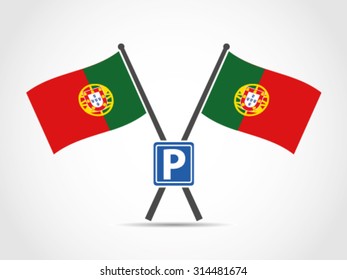 Portugal Crossed Flag Emblem Parking