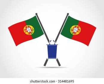 Portugal Crossed Flag Emblem Podium